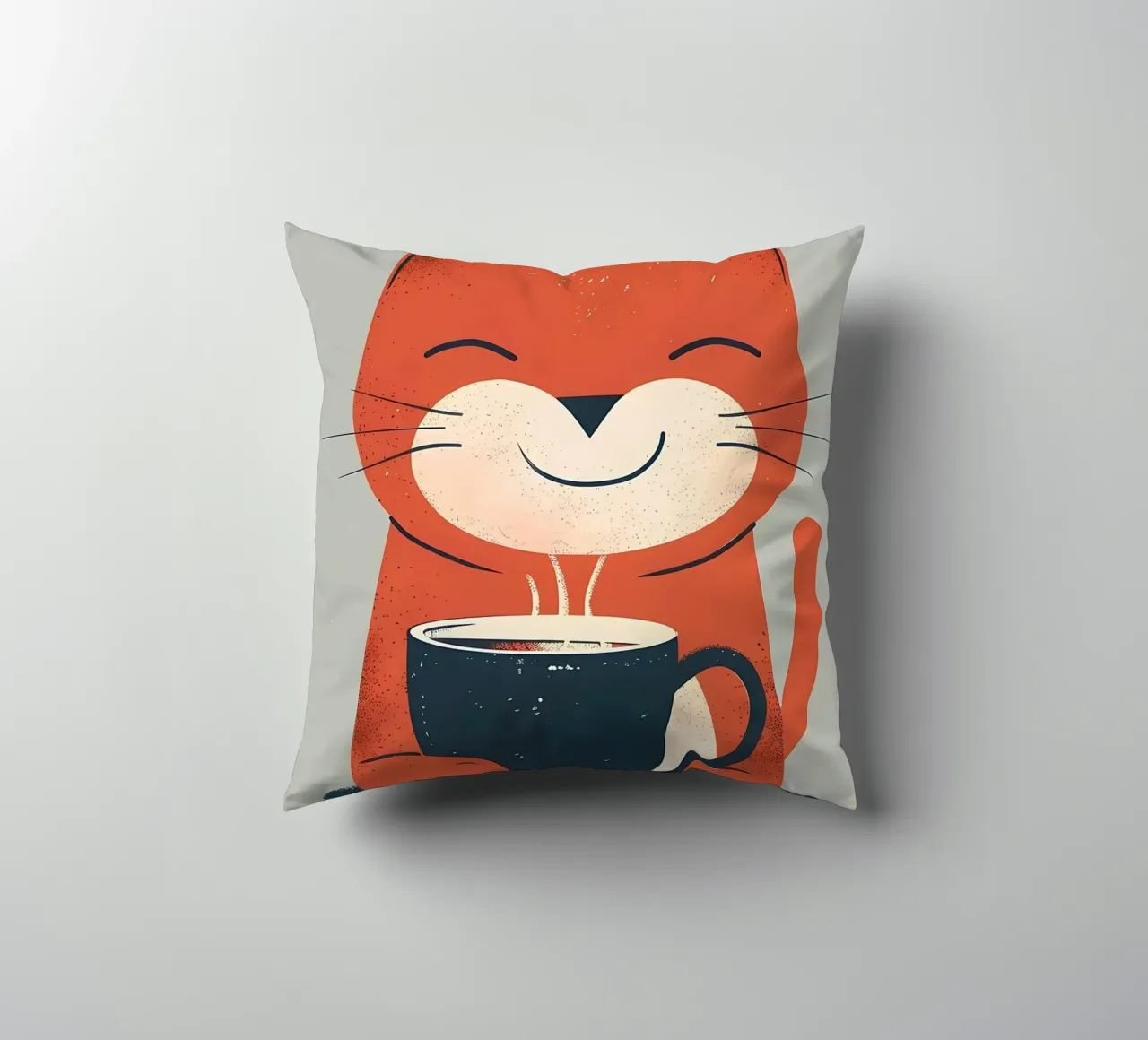 Gatto che beve caffè smile cuscino da Bartosz Powalka