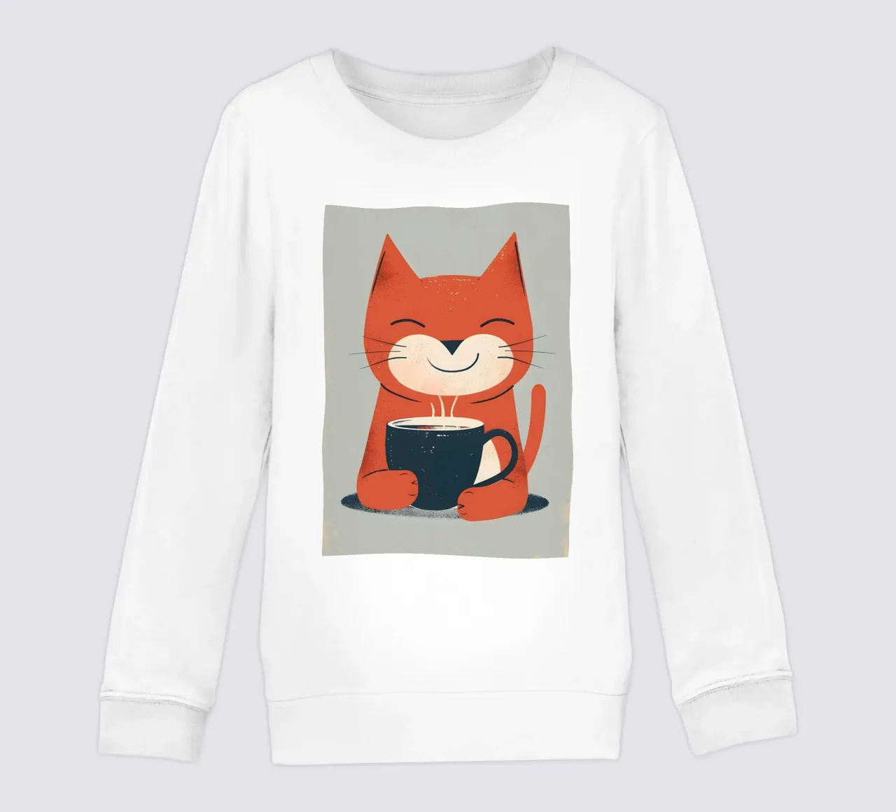 Gatto che beve caffè smile felpa bambino da Bartosz Powalka