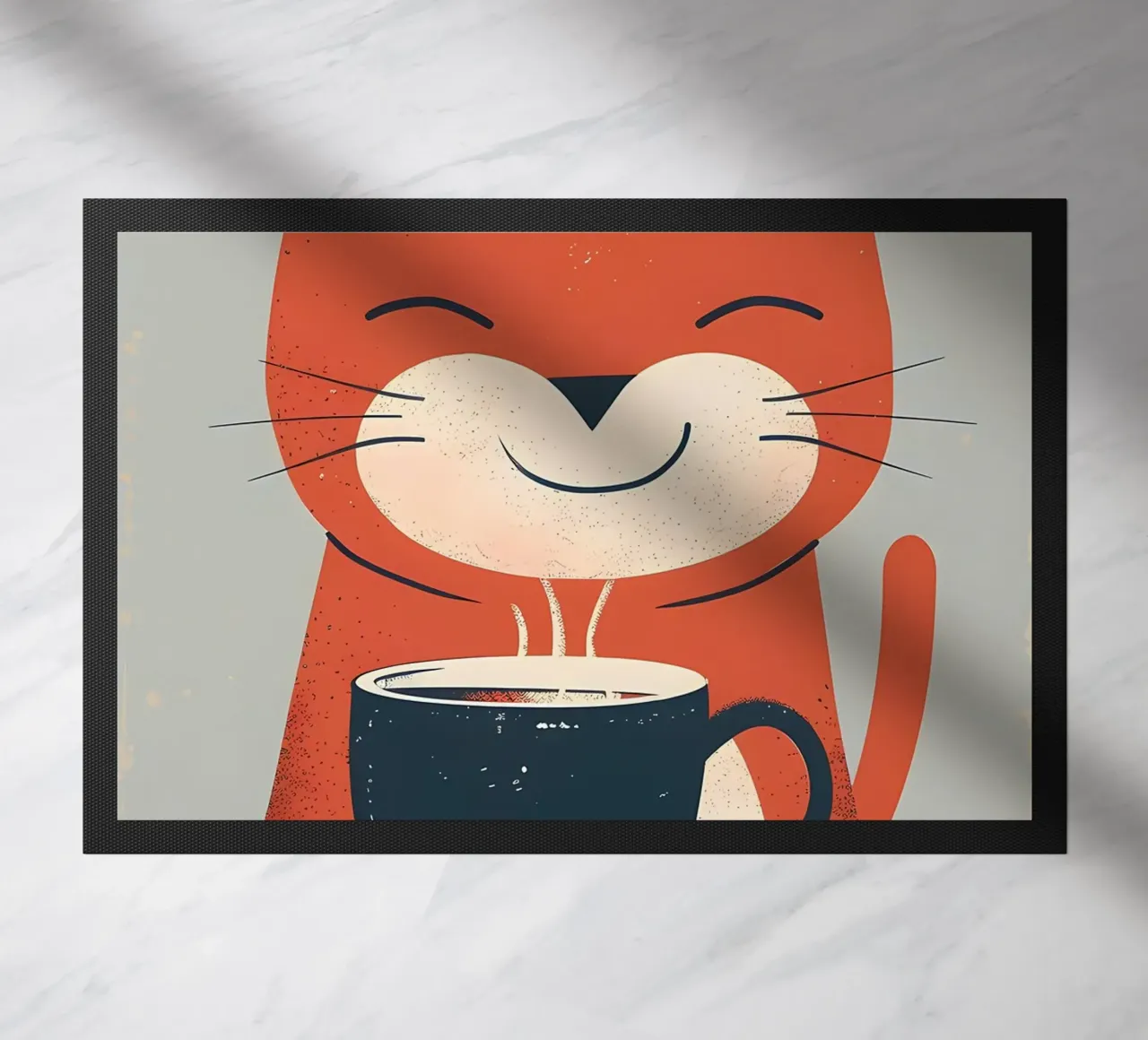 Gatto che beve caffè smile zerbino da Bartosz Powalka