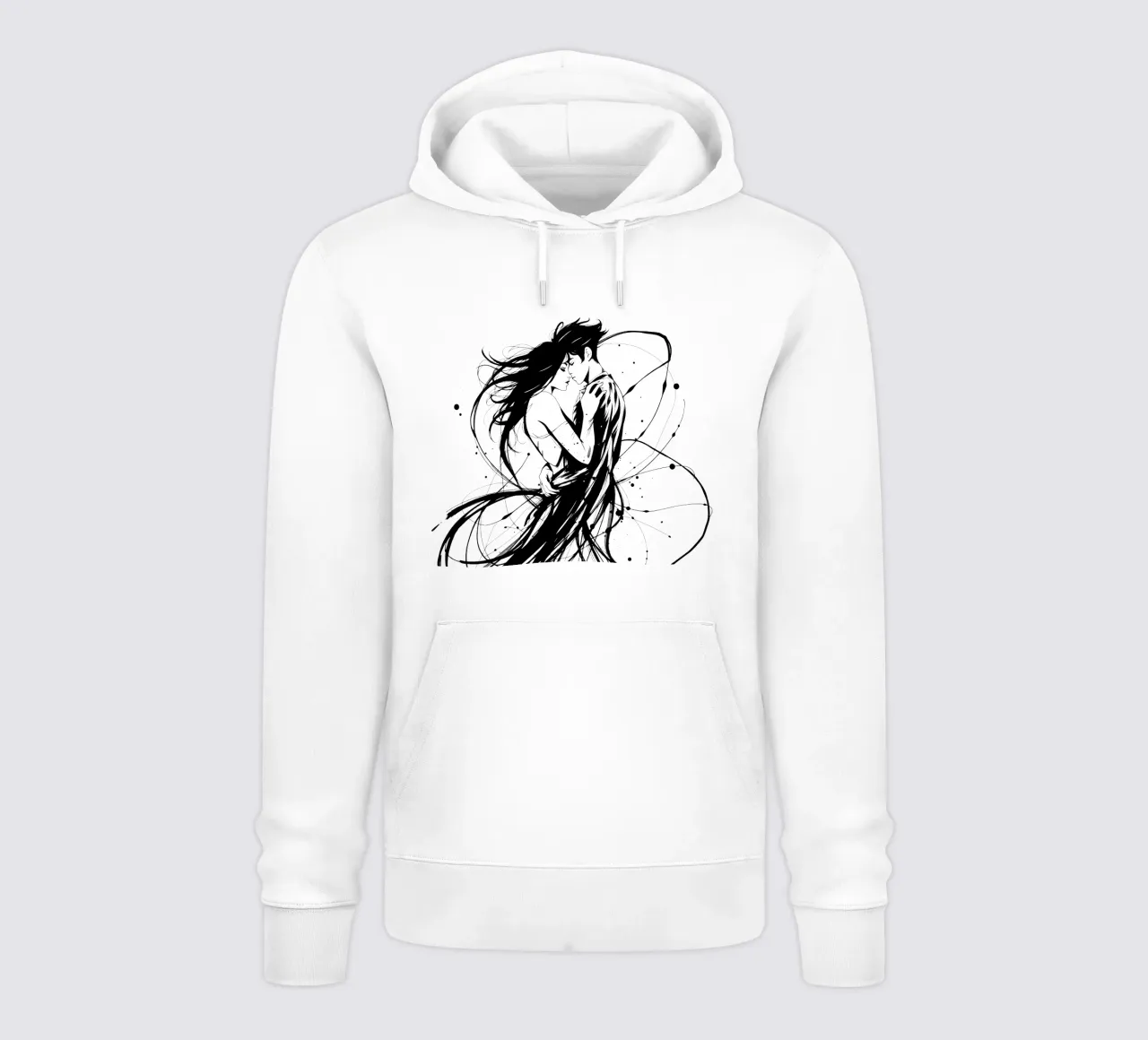 abbraccio appassionato tra una coppia intrecciata in linee fluide felpa con cappuccio da DesignDoodle