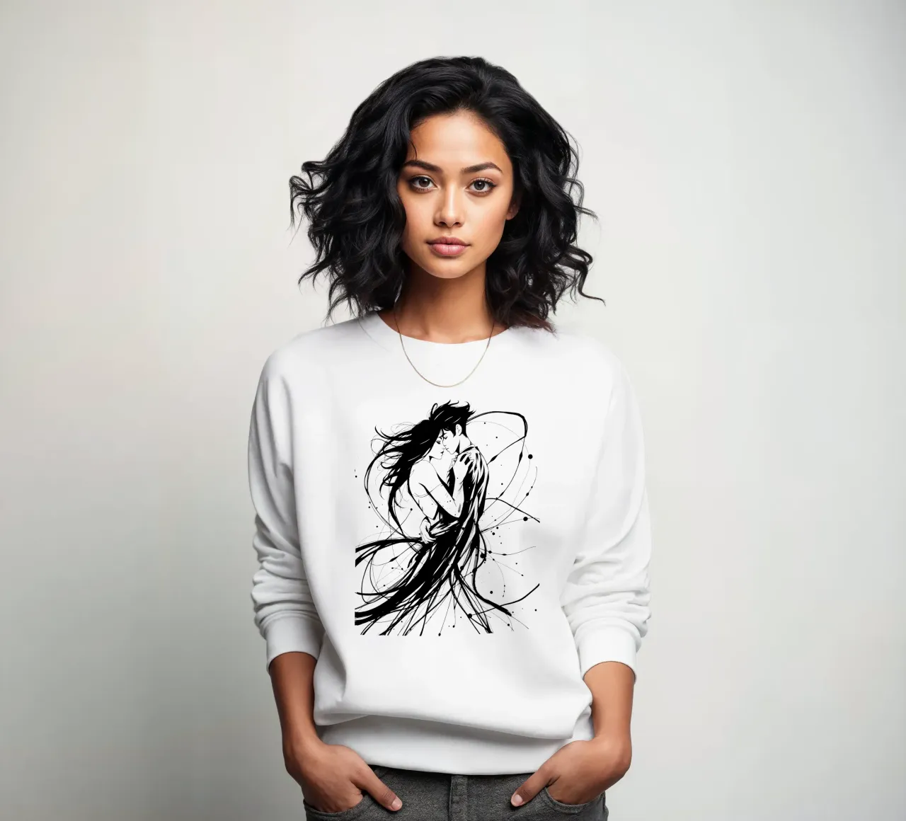 abbraccio appassionato tra una coppia intrecciata in linee fluide felpa da DesignDoodle