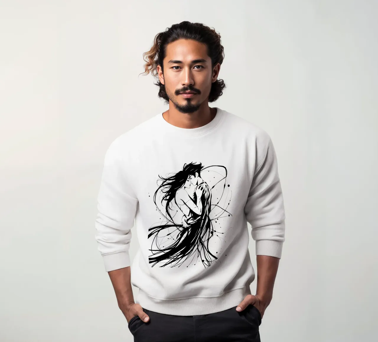 abbraccio appassionato tra una coppia intrecciata in linee fluide felpa da DesignDoodle