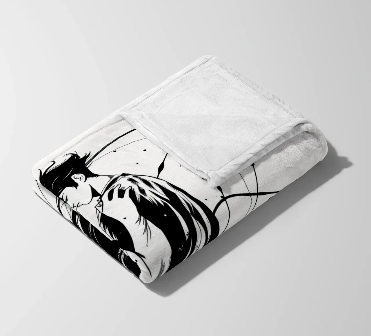 abbraccio appassionato tra una coppia intrecciata in linee fluide coperta in pile da DesignDoodle