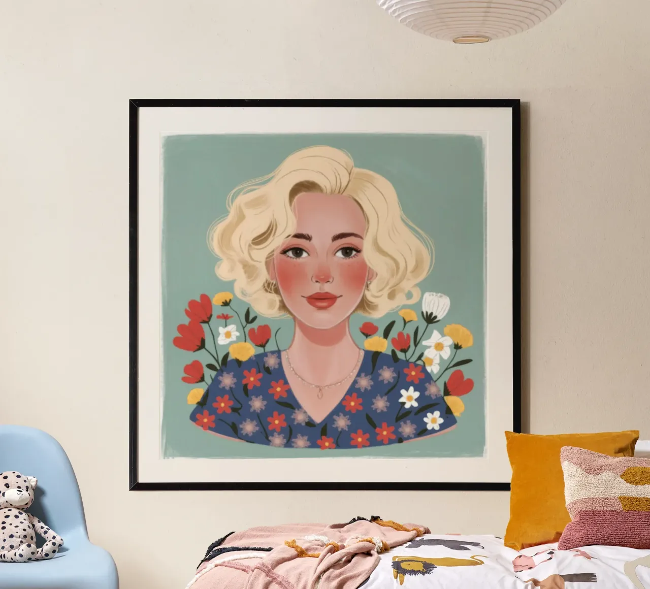 Eleganza floreale bionda poster con telaio in plastica da Lumina Vision