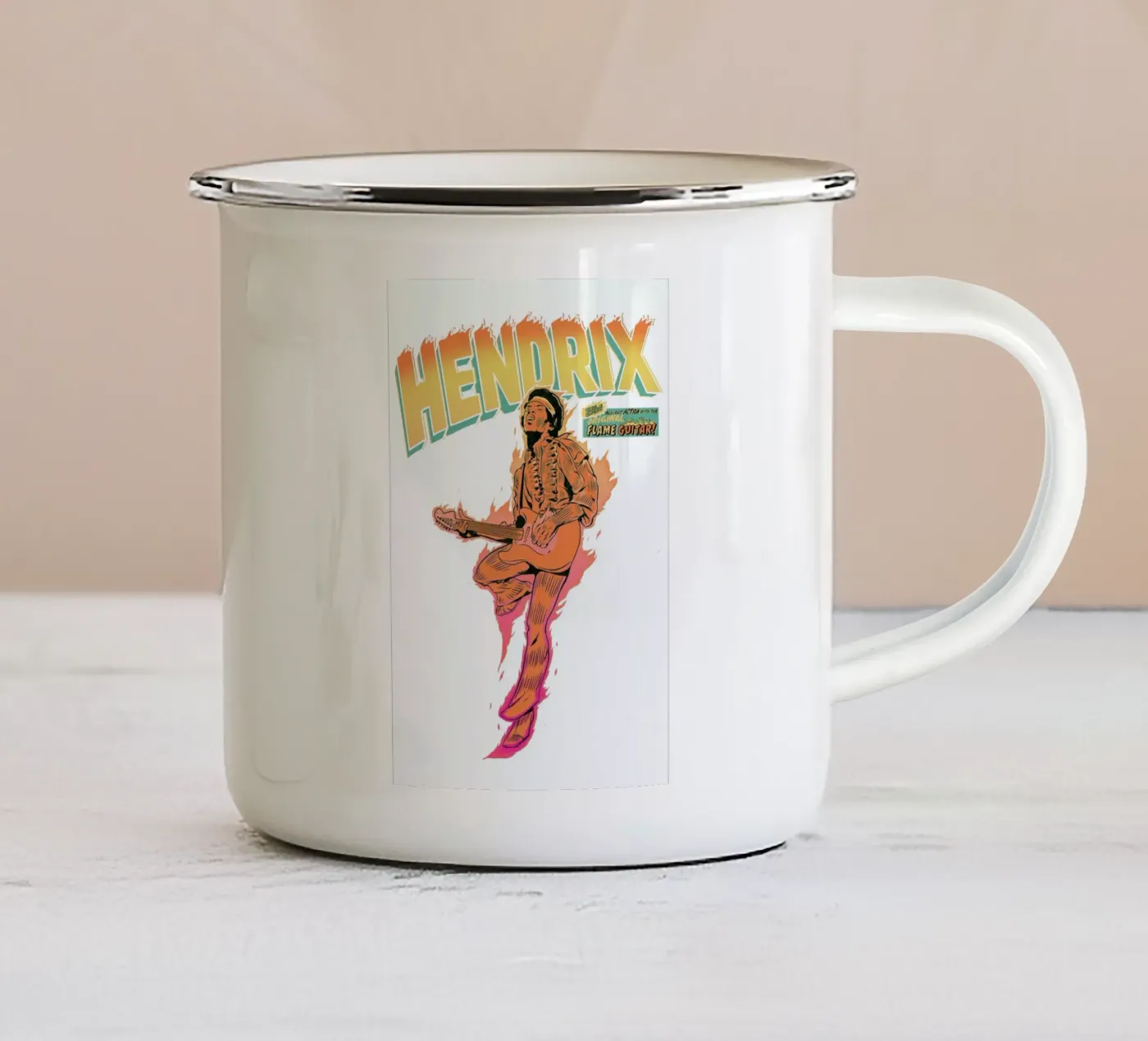 Hendrix enamel mug by Matheus Lopes Castro