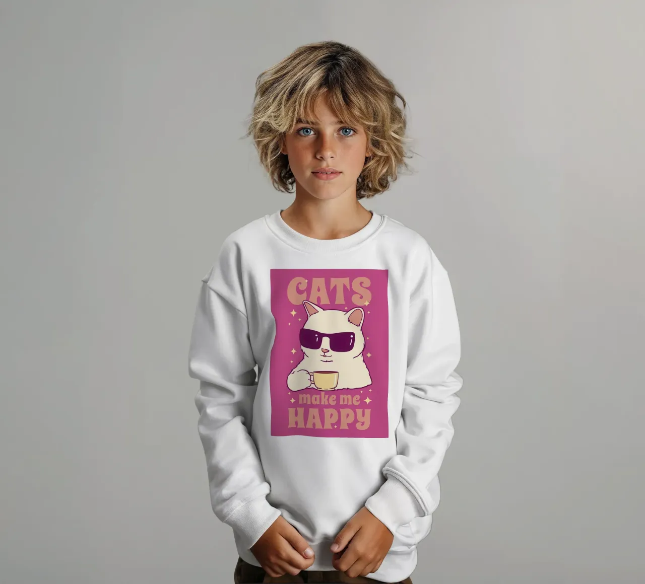 I gatti mi rendono felice felpa bambino da Bartosz Powalka