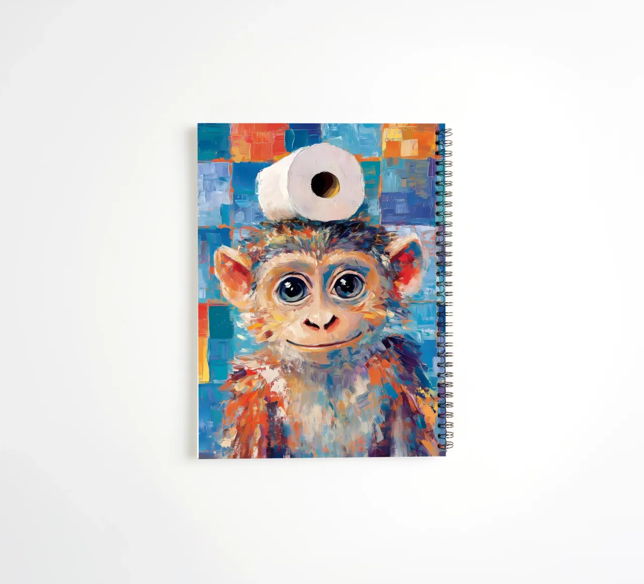 Monkey with Toilet Paper spiral notebook by Adrian Patel