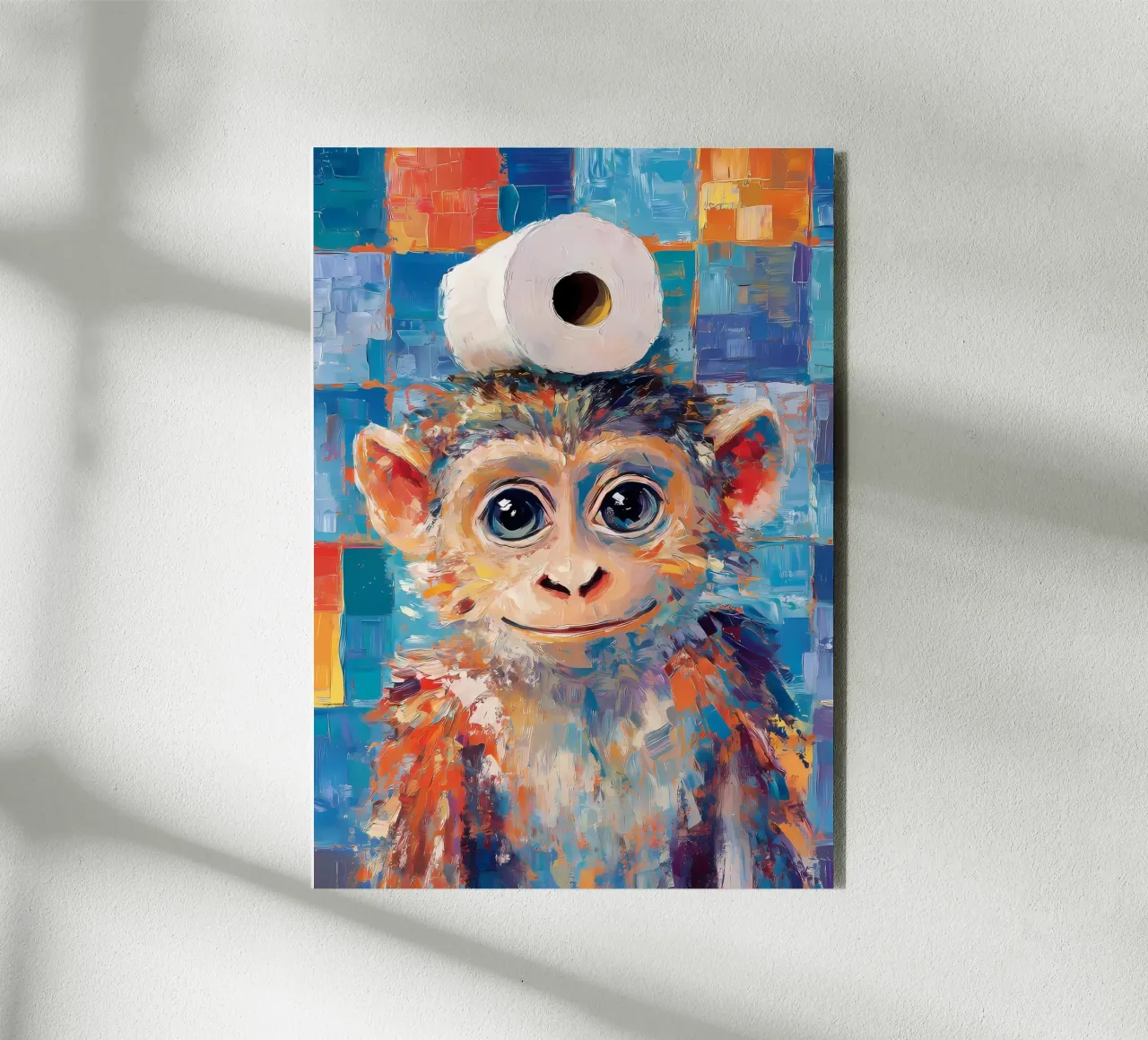 Affe mit Toilettenpapier Alu-Dibond von Adrian Patel