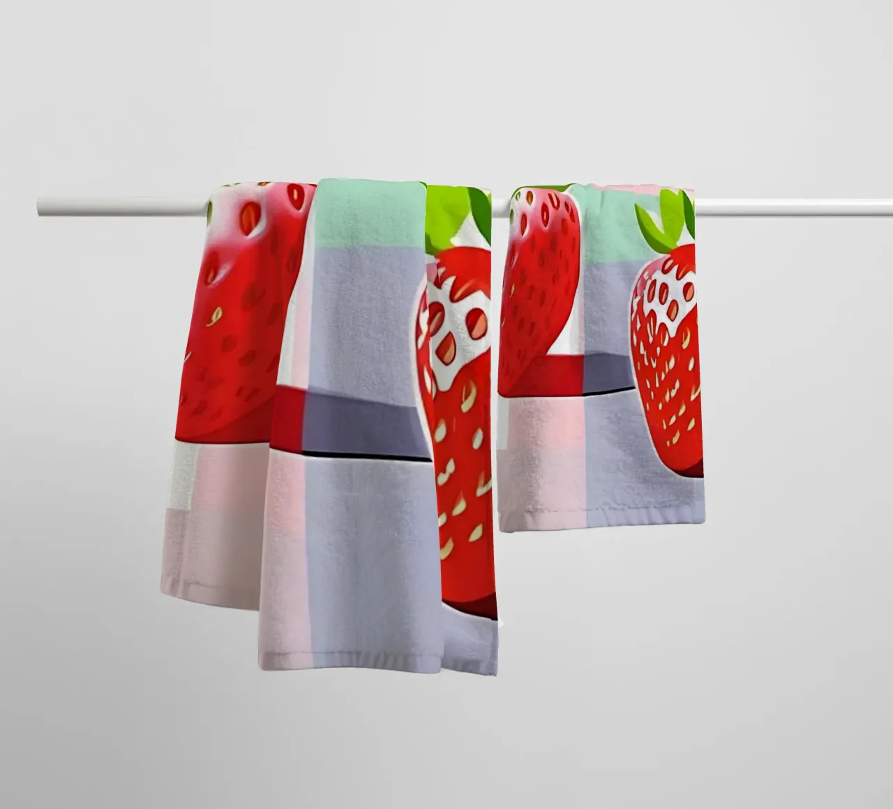 Fragole_stile_A_3 asciugamano da bagno da Pink- und LoveArt by LK