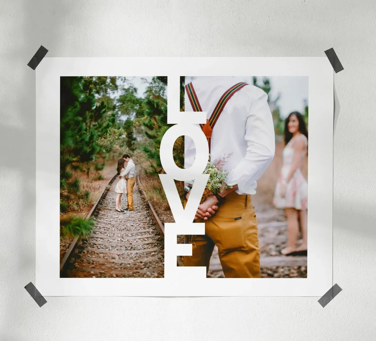 AMORE collage da disegnare da soli poster con telaio in legno da FRAMELY