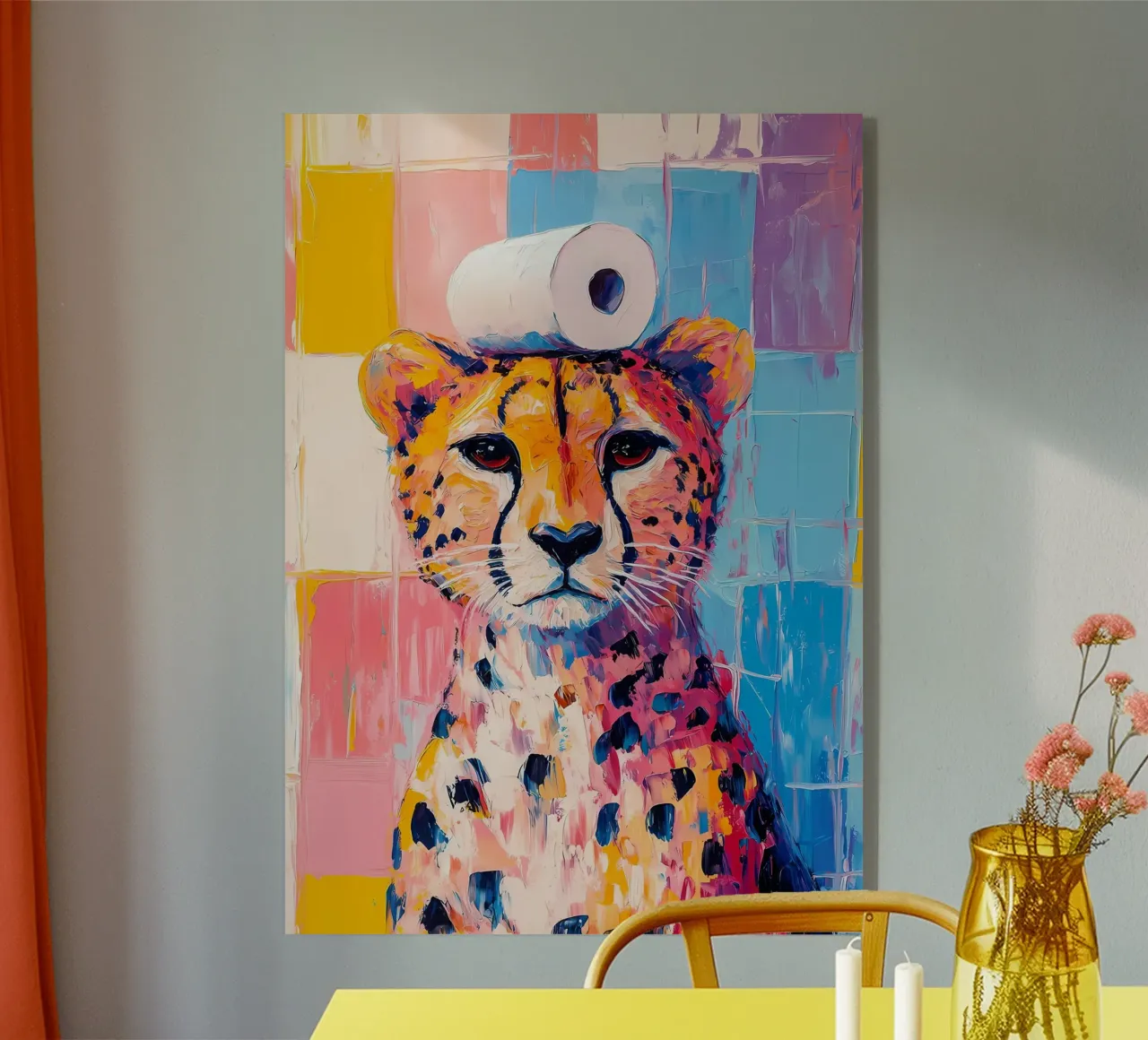 Ghepardo con carta igienica plexiglass da Adrian Patel