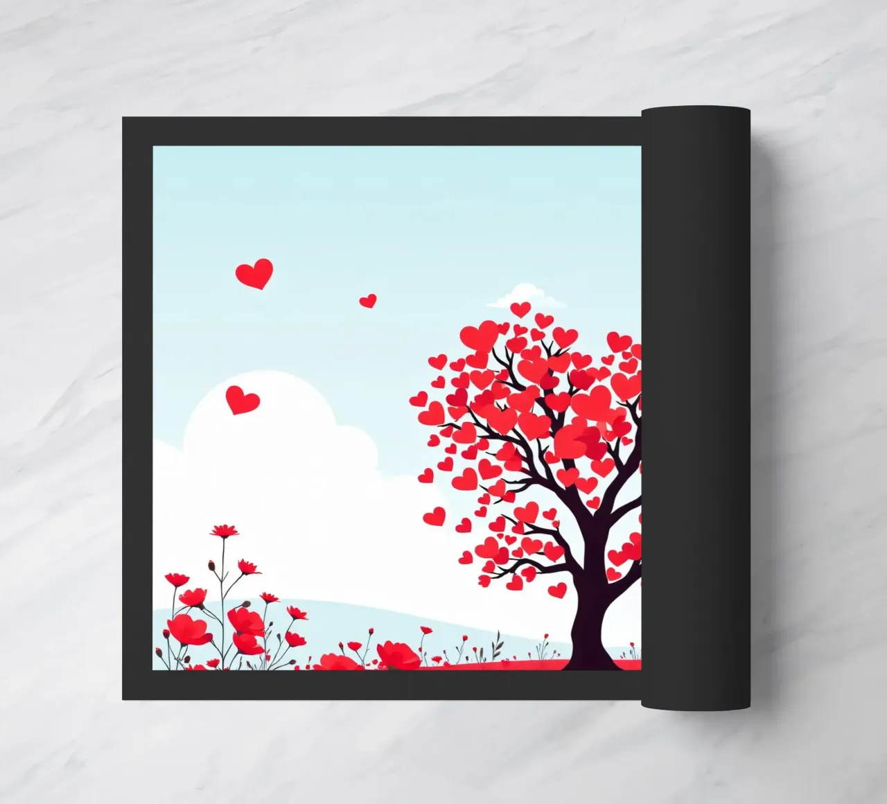 Un albero vivace ornato da foglie a forma di cuore zerbino da DesignDoodle