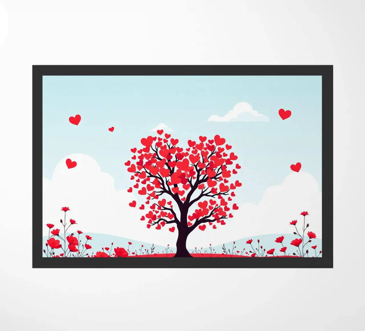 Un albero vivace ornato da foglie a forma di cuore zerbino da DesignDoodle