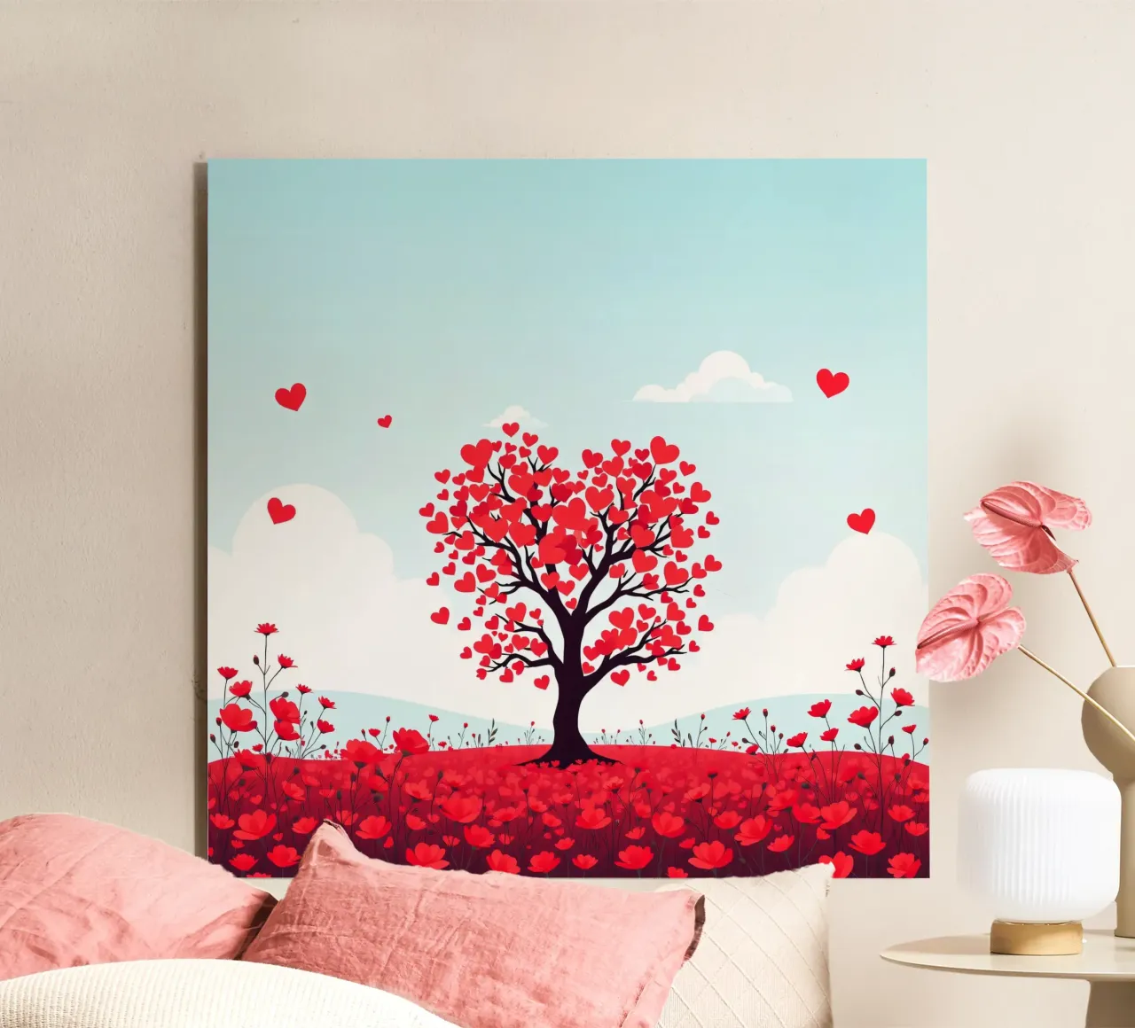 Un albero vivace ornato da foglie a forma di cuore alluminio dibond da DesignDoodle