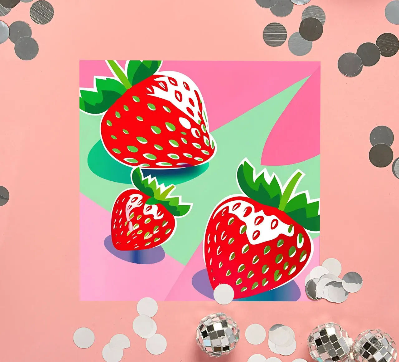 Erdbeeren_Stil_A_4 Sticker von Pink- und LoveArt by LK