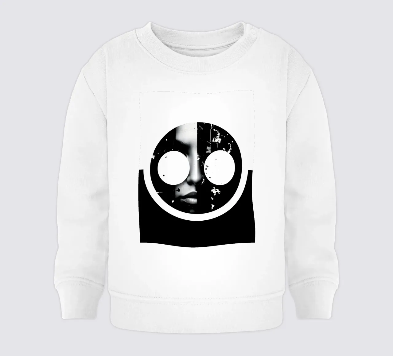 grafica monocromatica che presenta un volto con contrasto nero felpa neonato da DesignDoodle