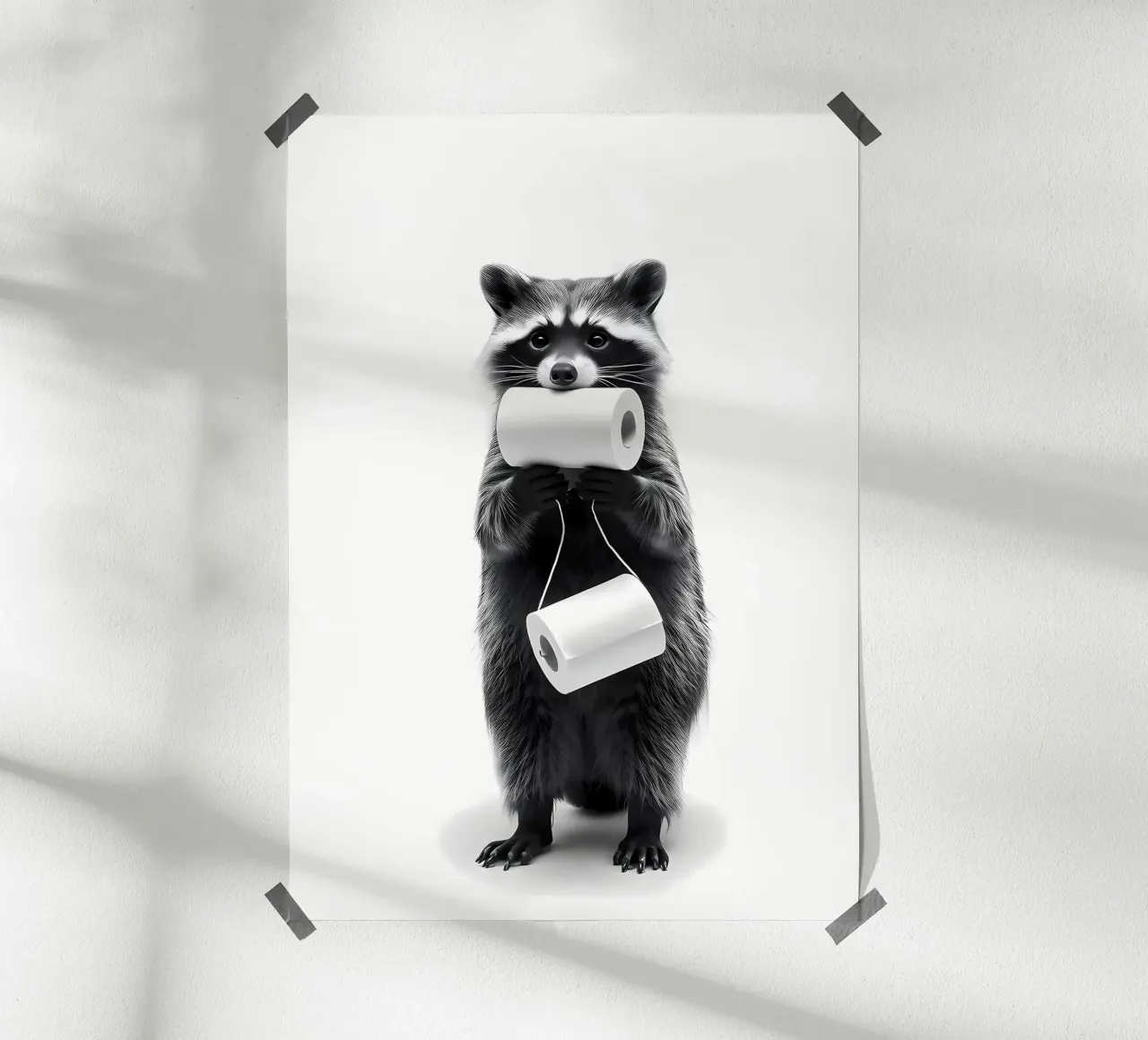 Animale procione Bagno poster con telaio in plastica da Adrian Patel