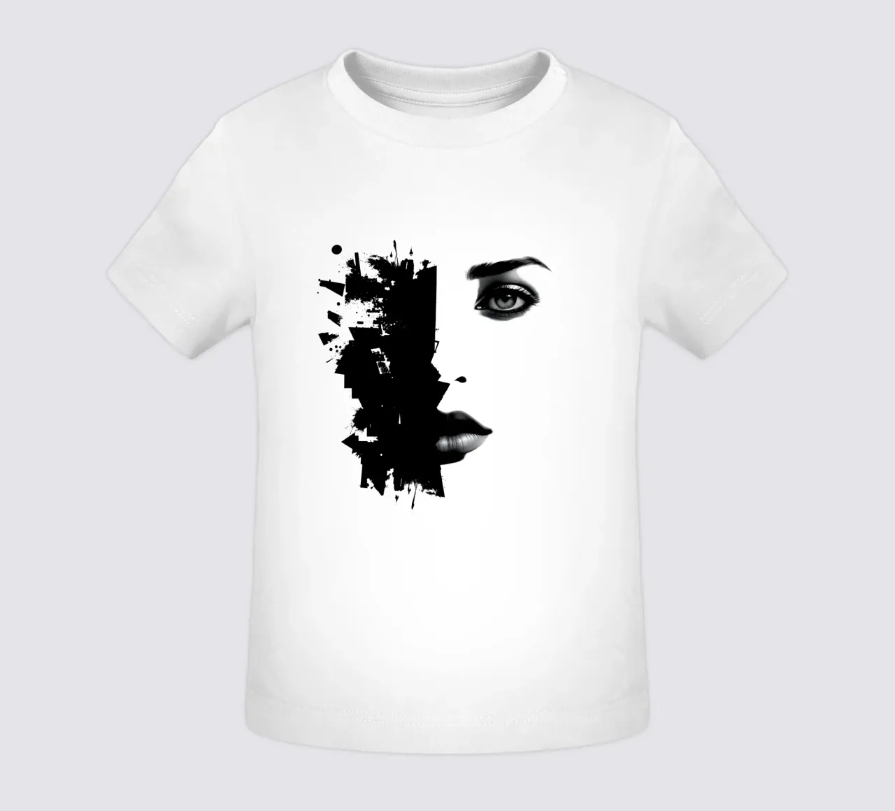 Rappresentazione artistica di un volto di donna mescolato maglietta neonato da DesignDoodle