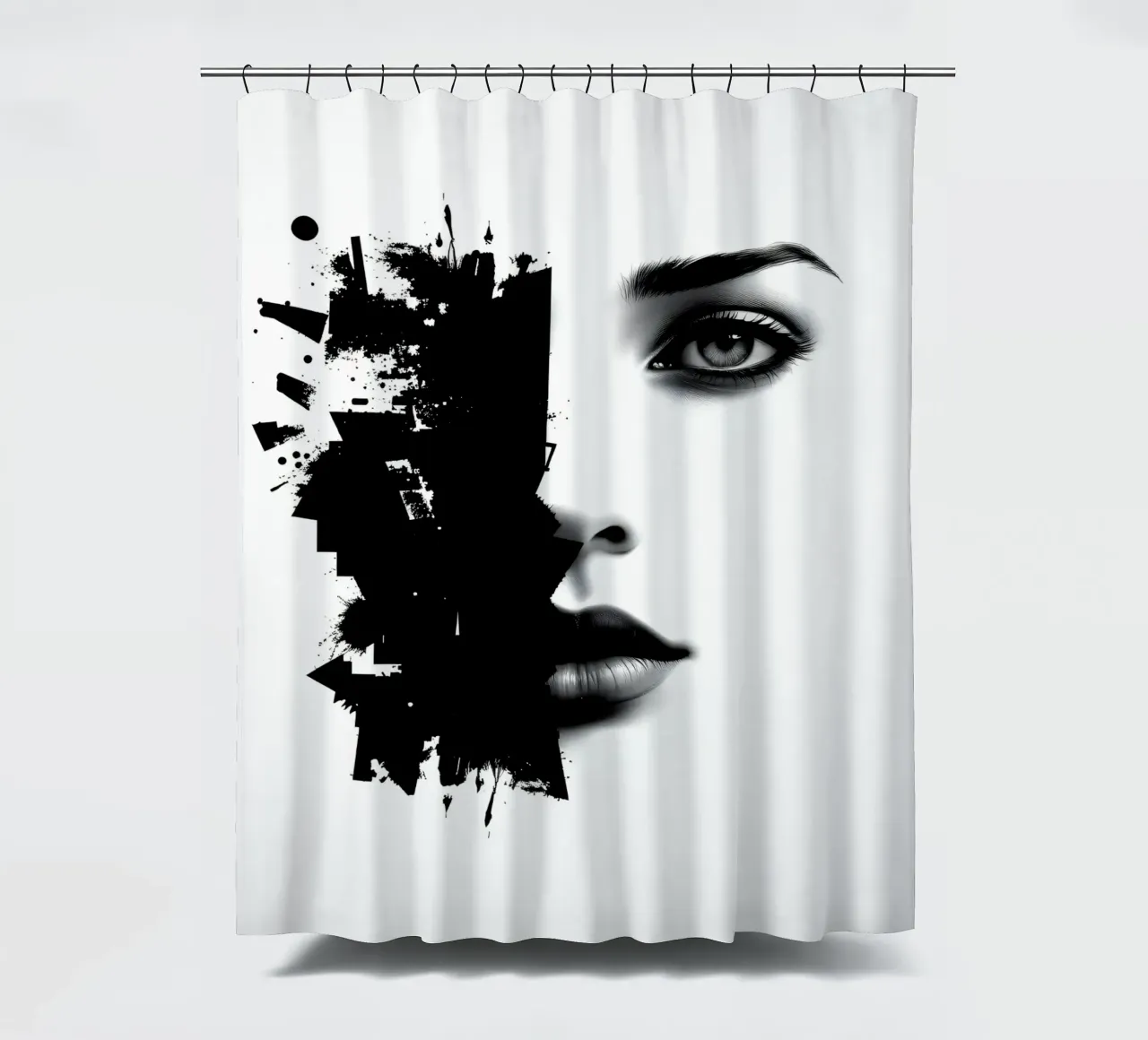 Rappresentazione artistica di un volto di donna mescolato tenda da doccia da DesignDoodle