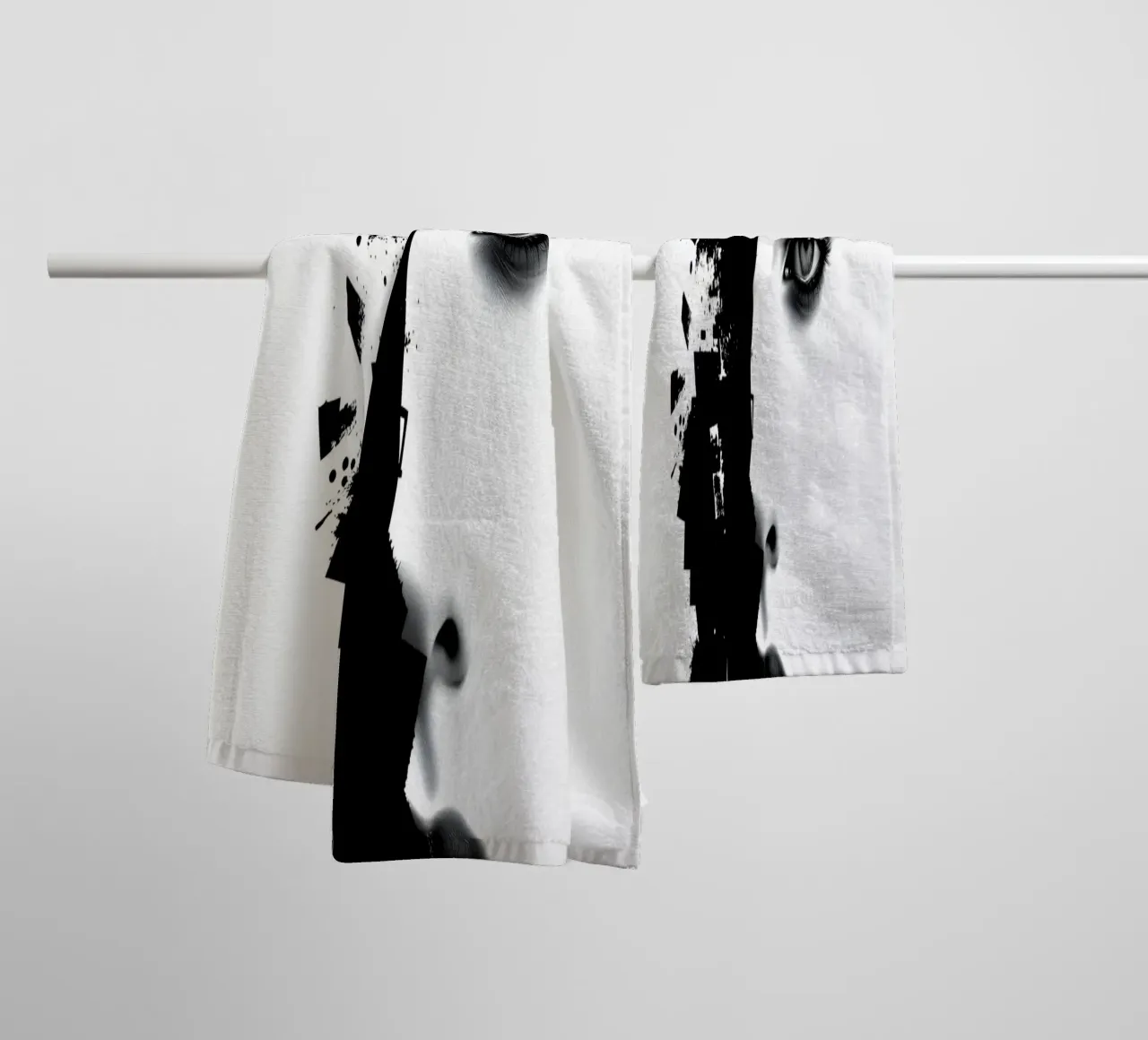 Rappresentazione artistica di un volto di donna mescolato asciugamano da bagno da DesignDoodle