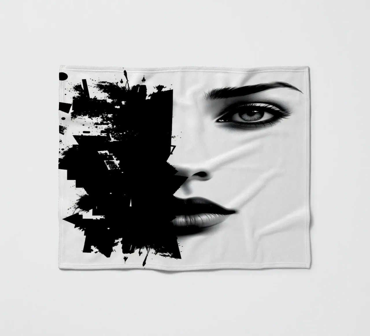 Rappresentazione artistica di un volto di donna mescolato coperta in pile da DesignDoodle