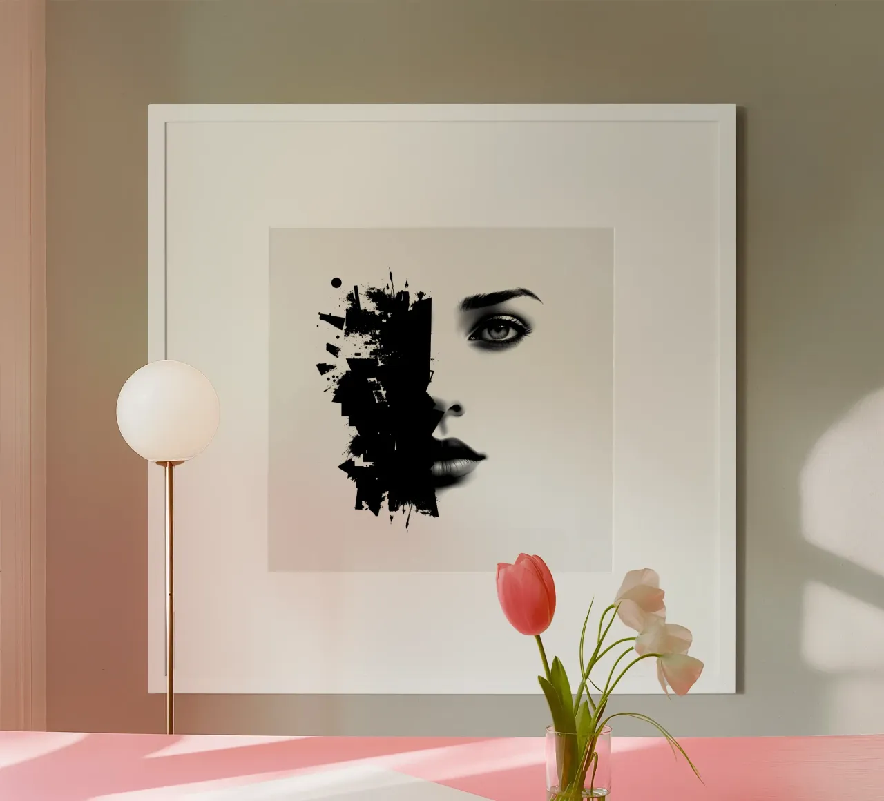Rappresentazione artistica di un volto di donna mescolato carta hahnemühle da DesignDoodle