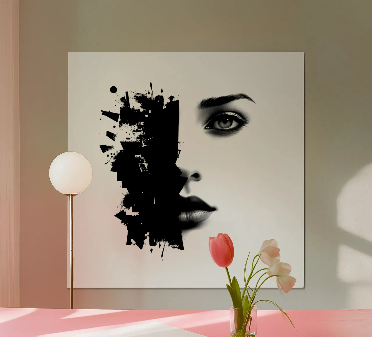 Rappresentazione artistica di un volto di donna mescolato carta hahnemühle da DesignDoodle