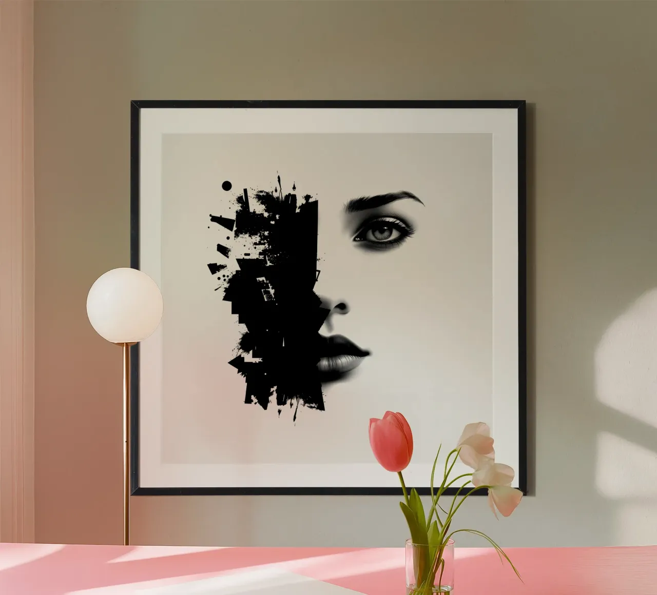 Rappresentazione artistica di un volto di donna mescolato carta hahnemühle da DesignDoodle