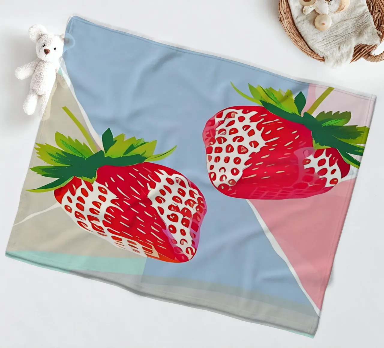 Fragole_stile_A_5 coperta in pile da Pink- und LoveArt by LK