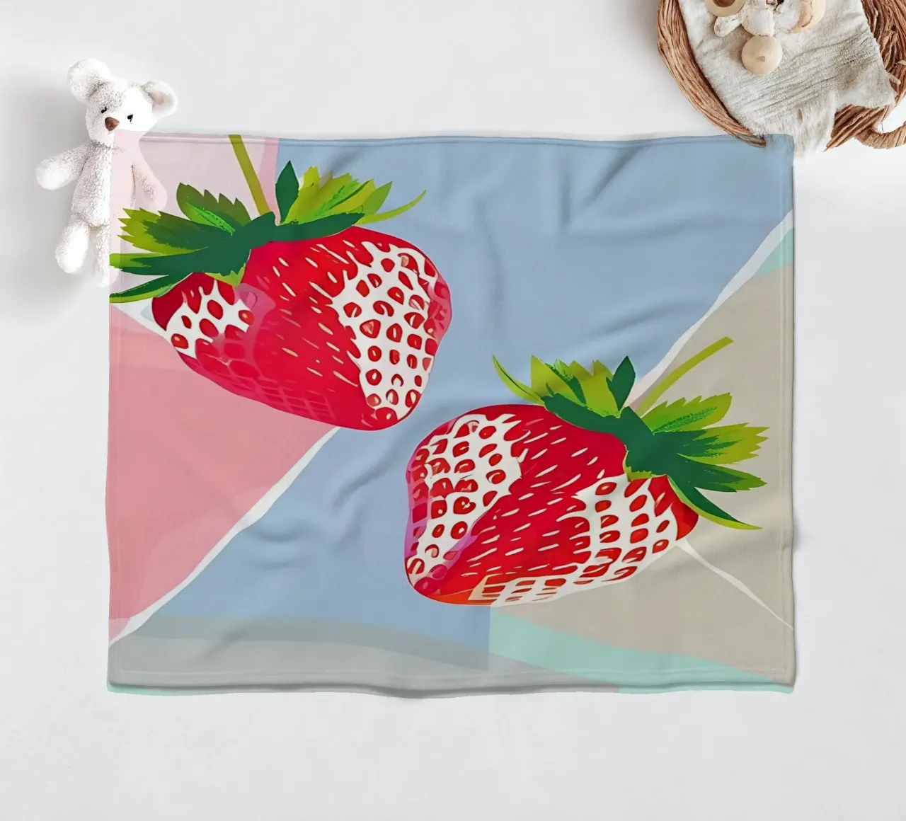 Fragole_stile_A_5 coperta in pile da Pink- und LoveArt by LK