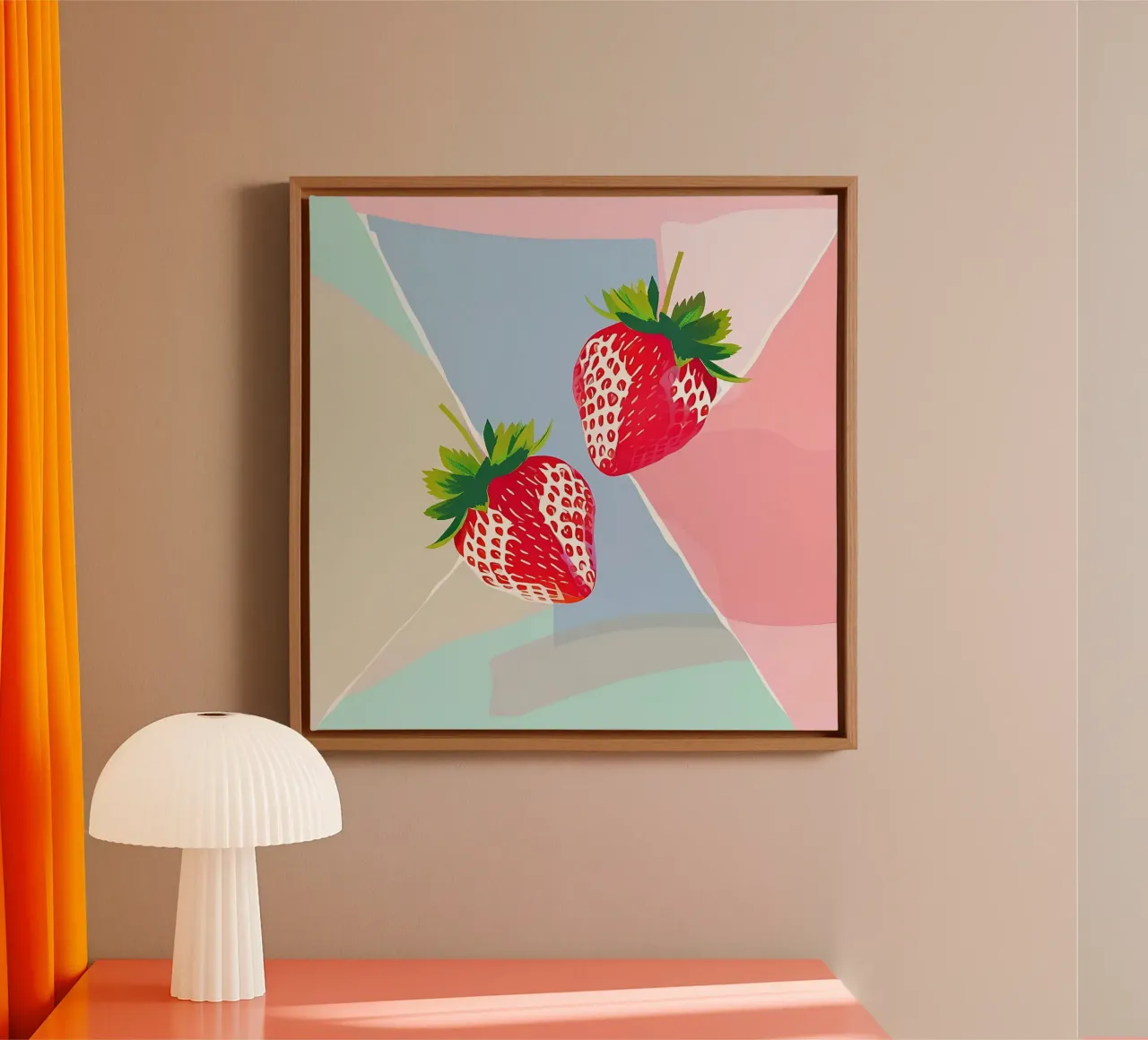 Fragole_stile_A_5 tela con Cornice a cassetta da Pink- und LoveArt by LK