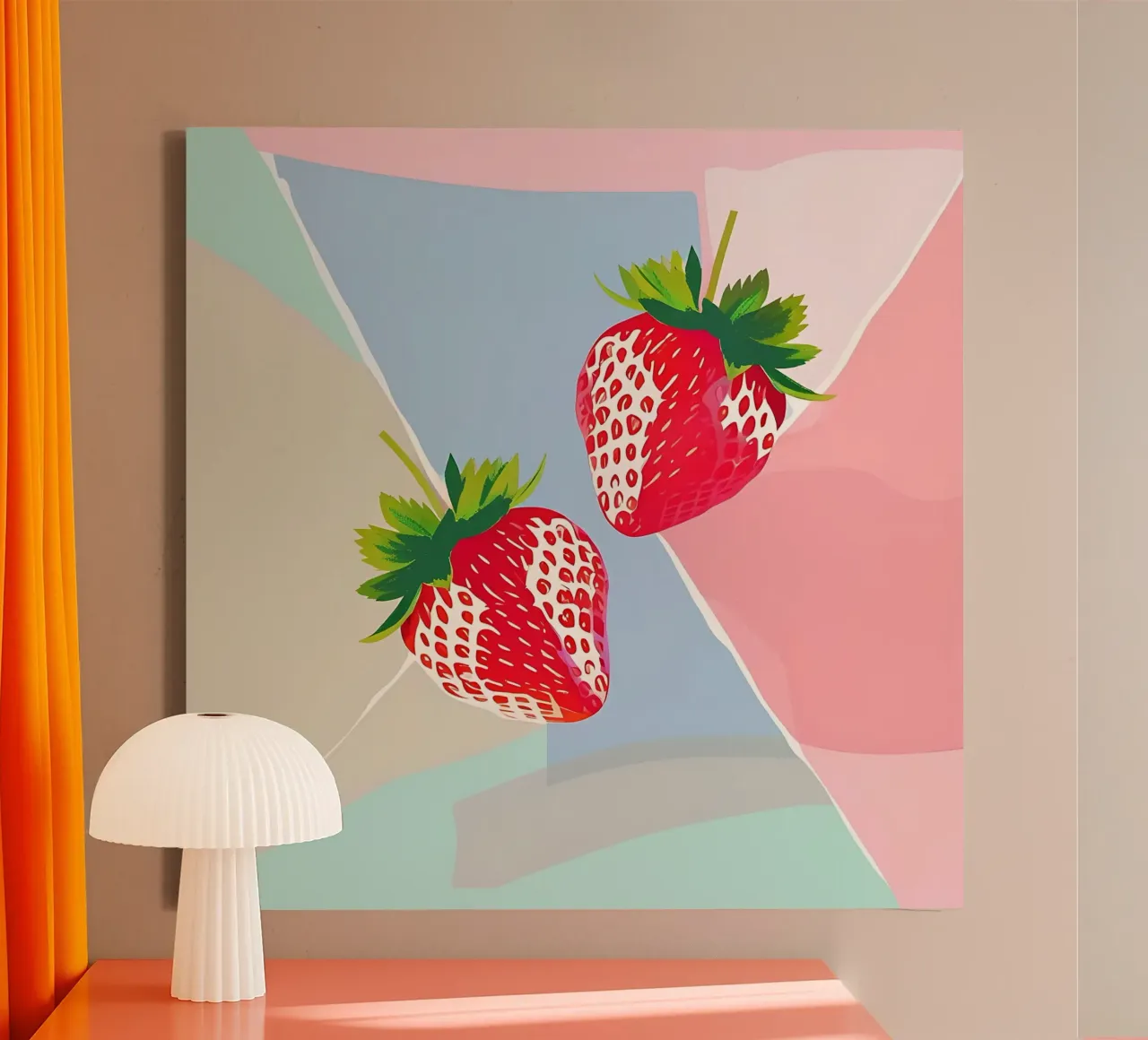 Fragole_stile_A_5 tela con Cornice a cassetta da Pink- und LoveArt by LK