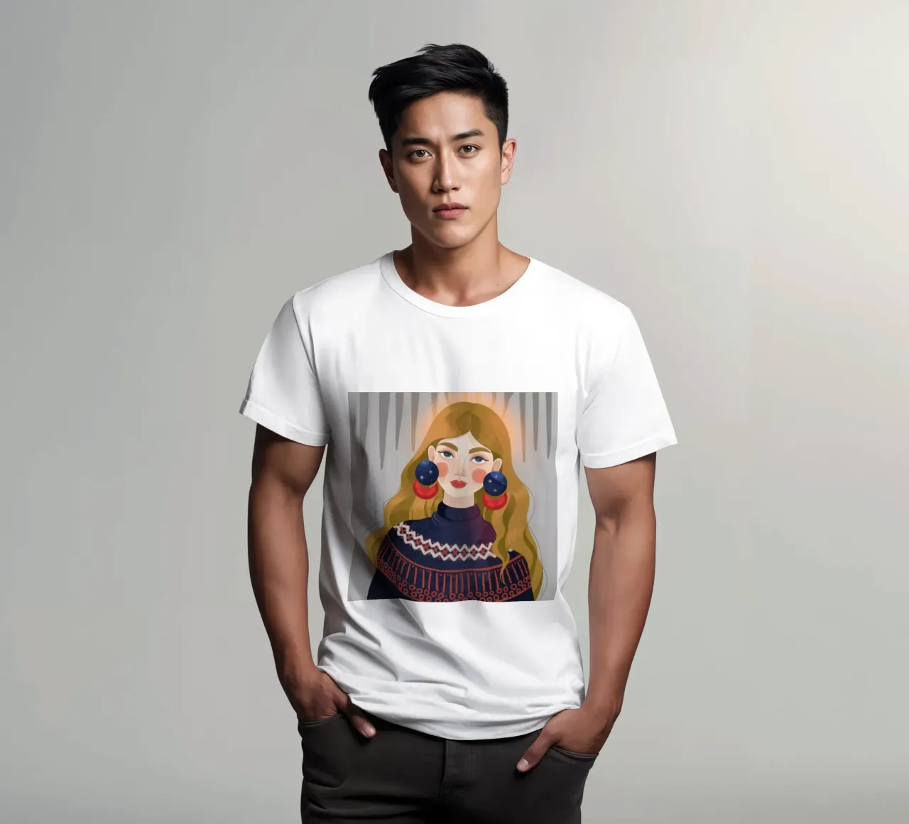 Retrato de Elegancia Nórdica camiseta de Lumina Vision