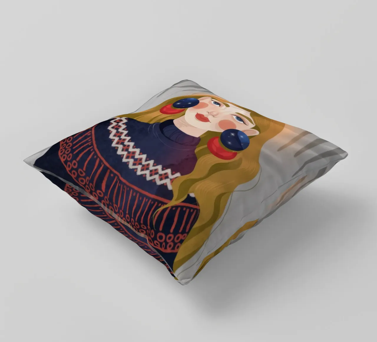 Nordic Elegance Portrait decorative cushion by Lumina Vision