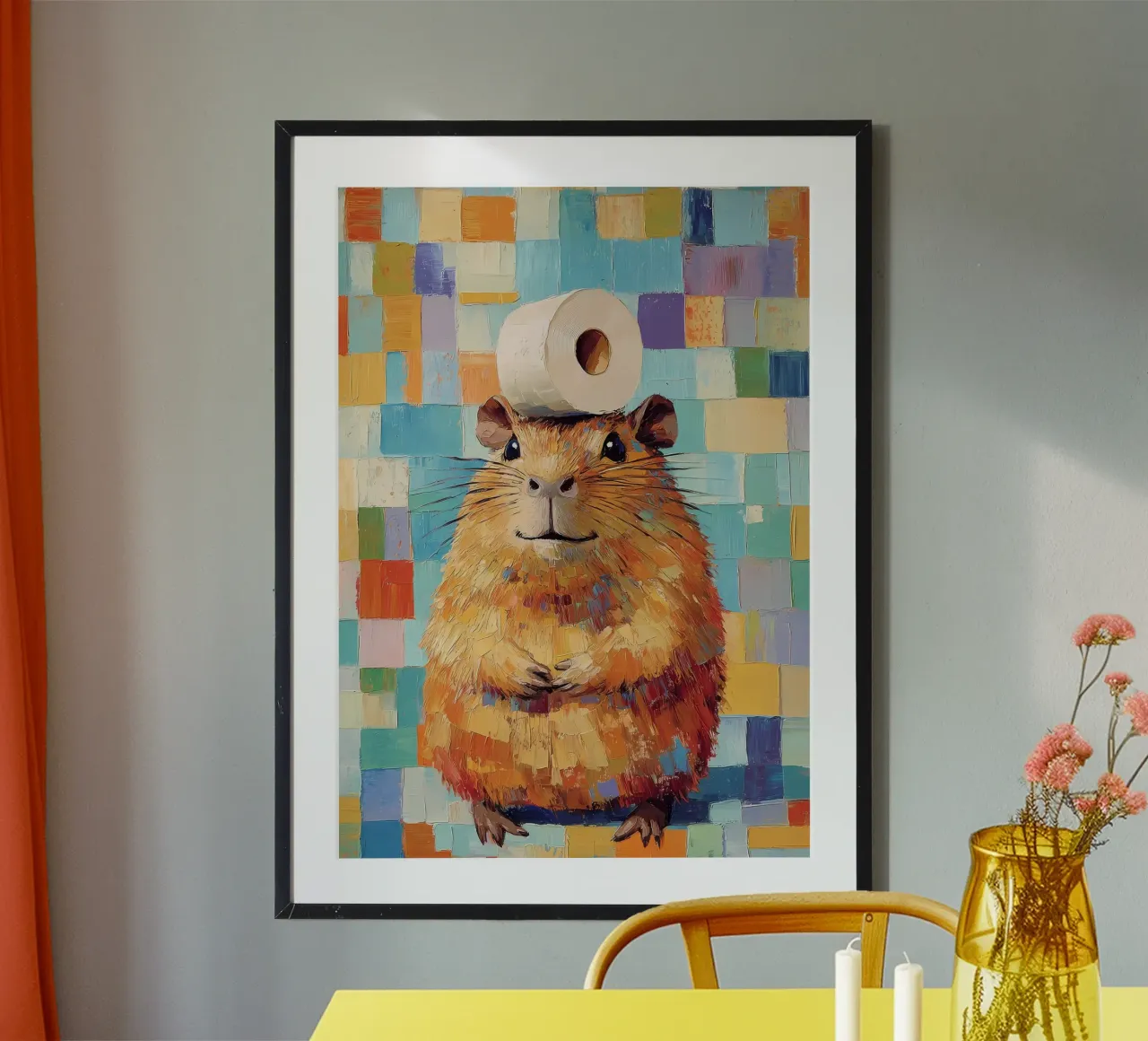 Hamster met wc-papier poster van Adrian Patel