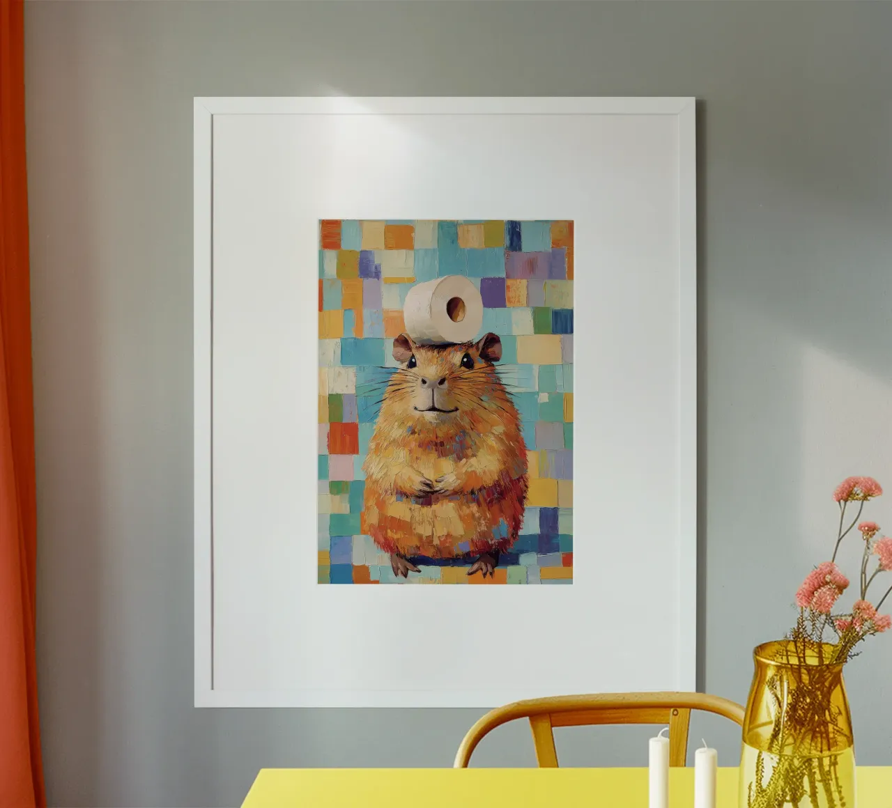 Hamster met wc-papier poster van Adrian Patel