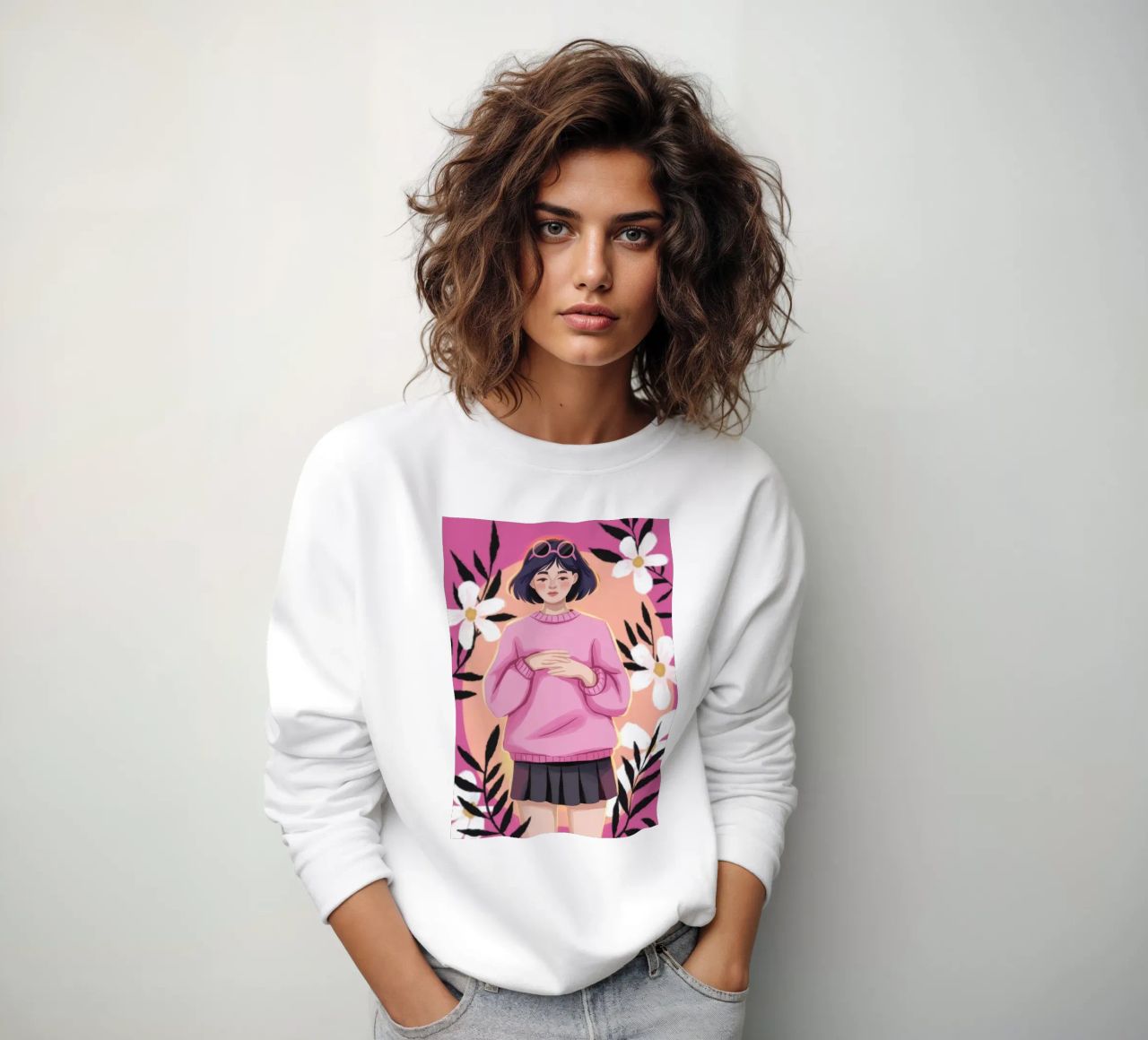 Verspieltes rosa Porträt Sweatshirt von Lumina Vision