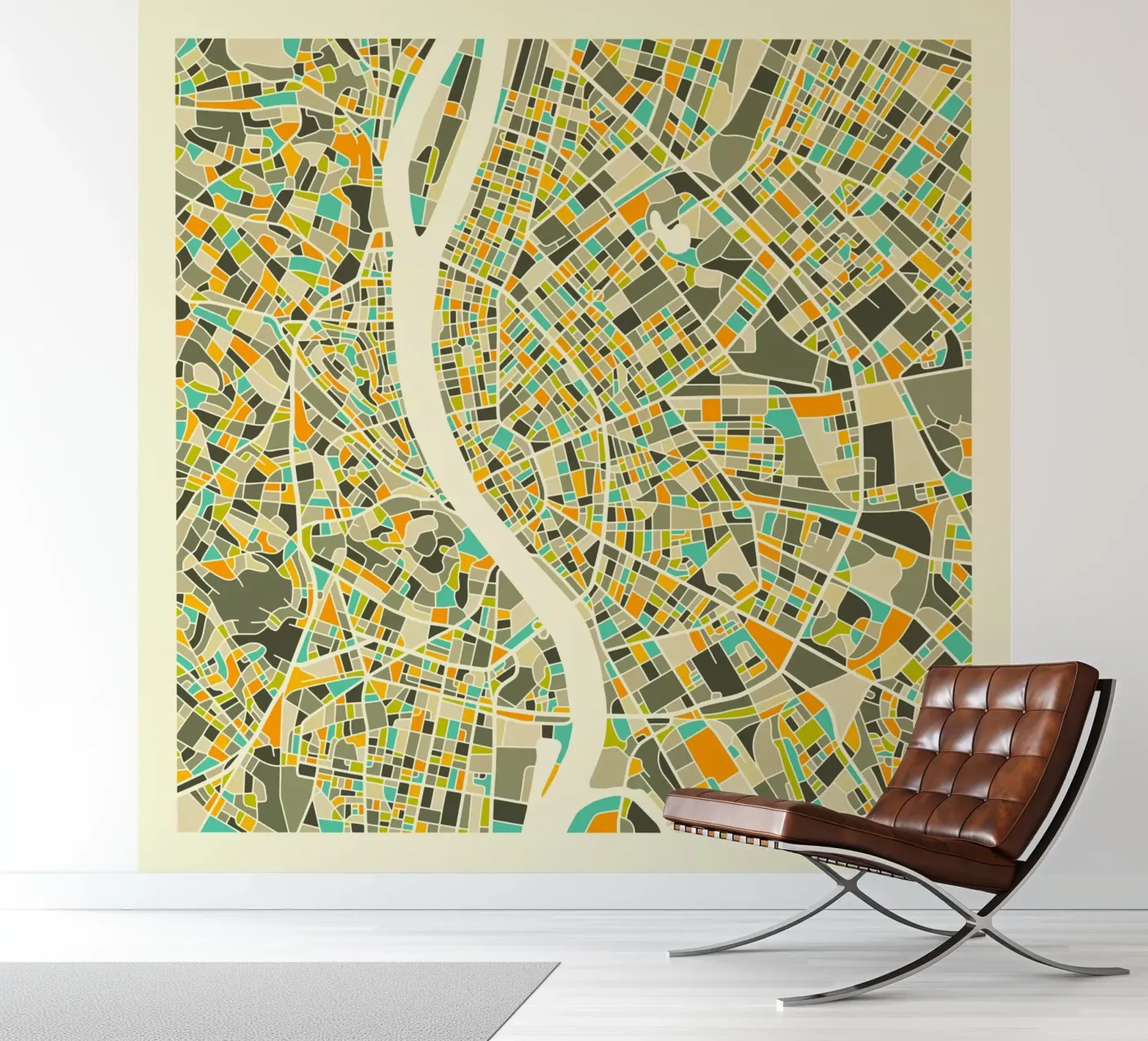 Budapest Map papier peint photo de Jazzberry Blue