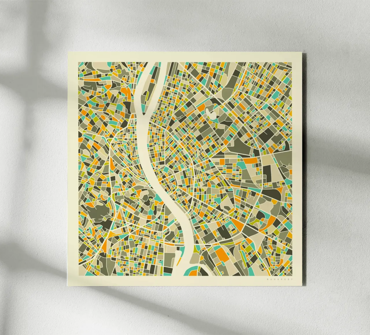 Budapest Map alluminio dibond da Jazzberry Blue