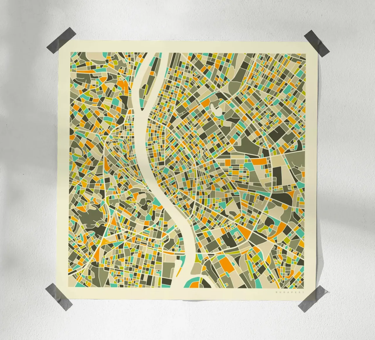 Budapest Map poster da Jazzberry Blue