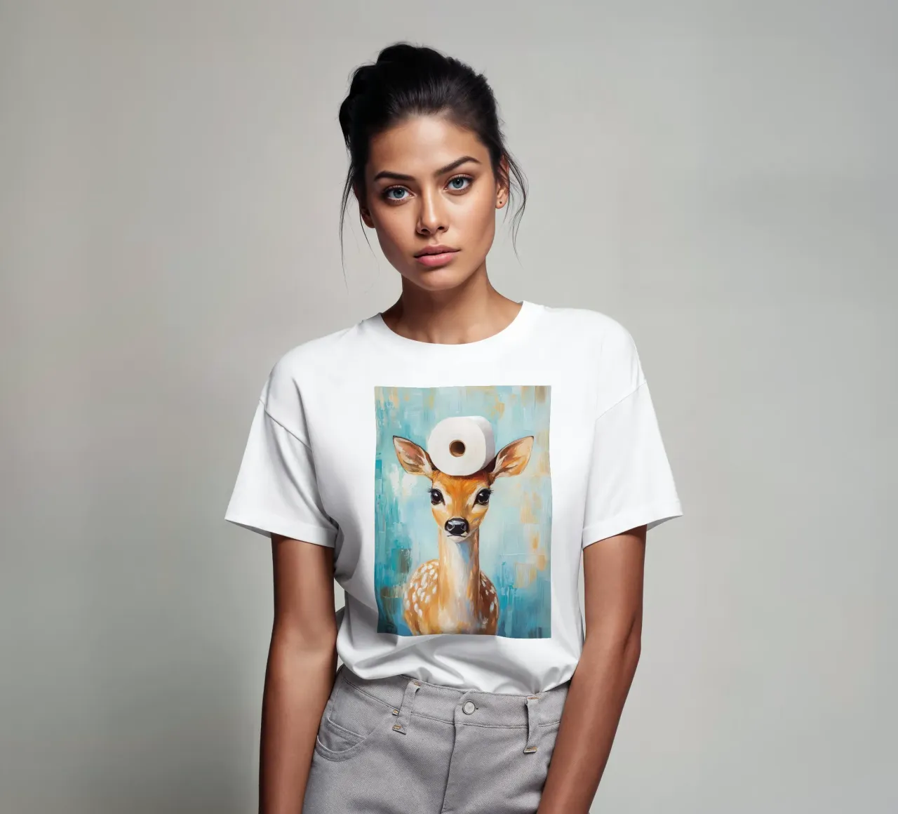 Cervo con cappello di carta igienica t-shirt da Adrian Patel