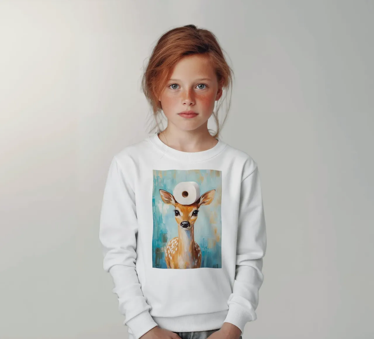 Cervo con cappello di carta igienica felpa bambino da Adrian Patel