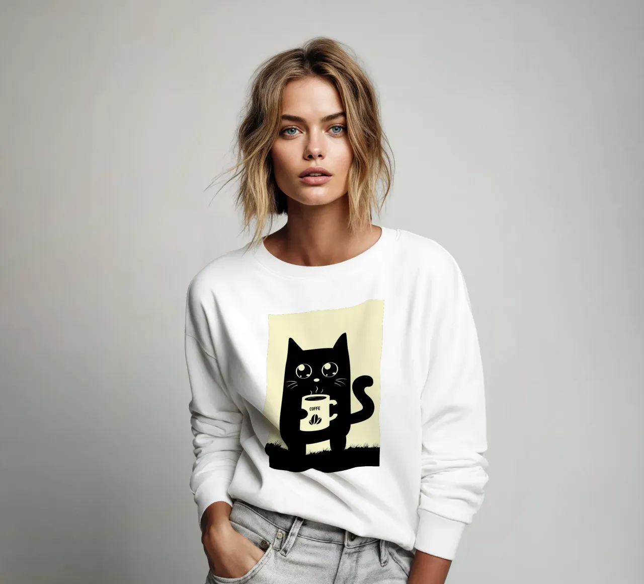 Gatto che beve caffè felpa da Bartosz Powalka