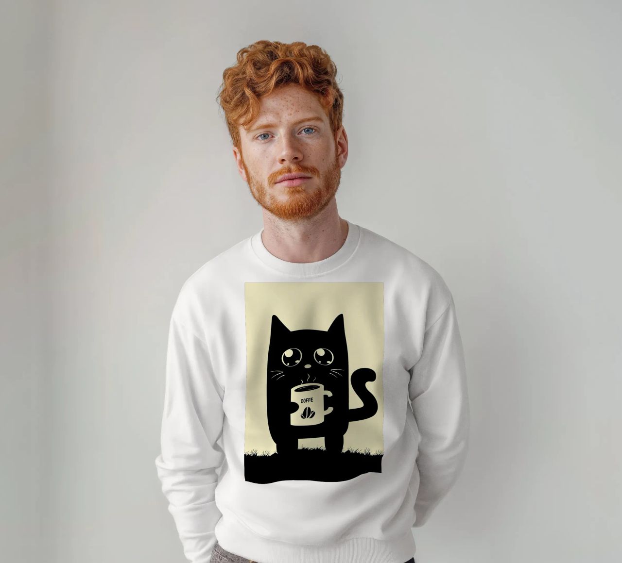 Gatto che beve caffè felpa da Bartosz Powalka