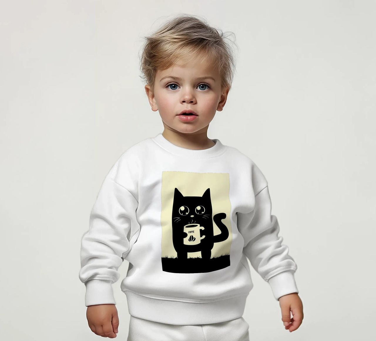 Gatto che beve caffè felpa neonato da Bartosz Powalka