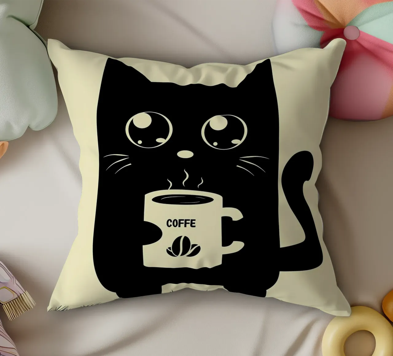 Gatto che beve caffè cuscino da Bartosz Powalka
