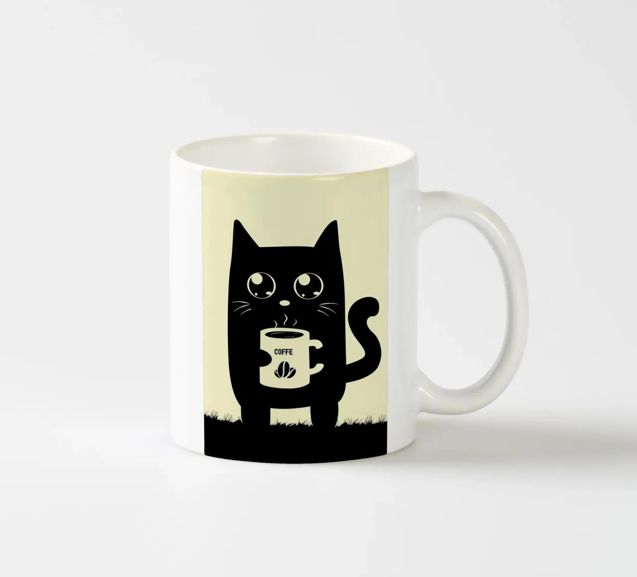 Gatto che beve caffè tazza in ceramica da Bartosz Powalka