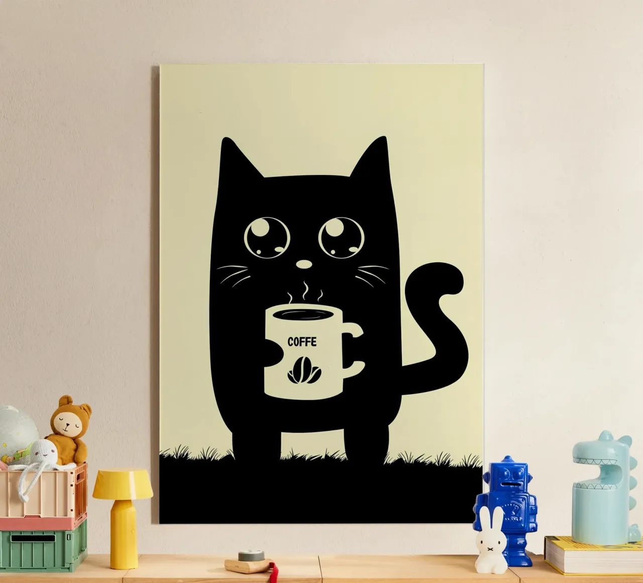 Cat Drinking Coffee acrylic glass by Bartosz Powalka