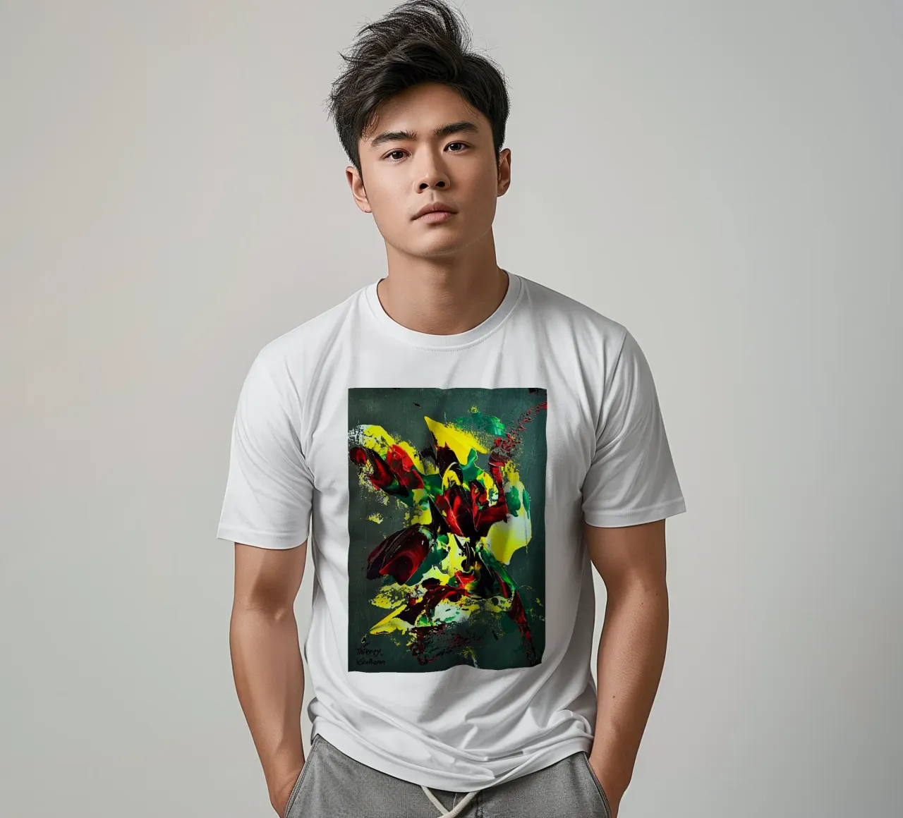 MESSAGE FROM THE HEART 7. t-shirt da Thierry Vobmann Abstract painting