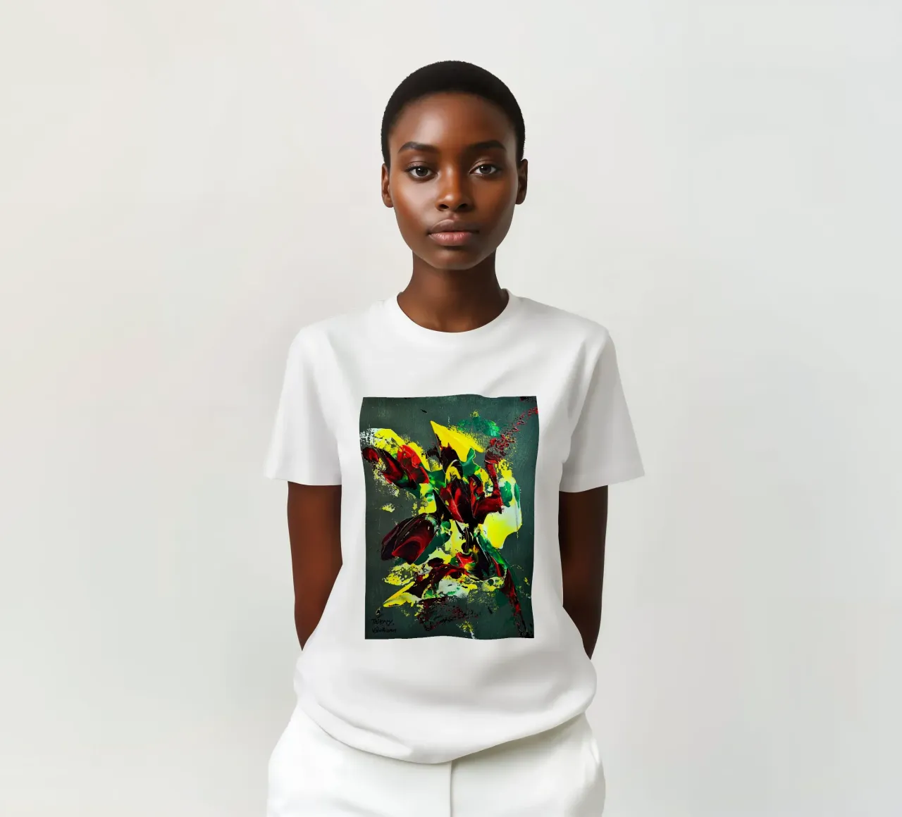MESSAGE FROM THE HEART 7. t-shirt da Thierry Vobmann Abstract painting
